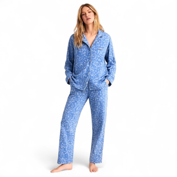 Eileen West Plush Lounge Set L ‎ Cozy Coastal Grandma Soft Two Piece Pajamas